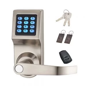 HAIFUAN Digital Door Lock Unlock with Remote Control M1 Card Code and Key Handle Direction Reversible
