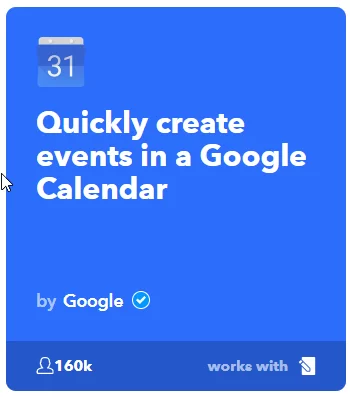 ifttt applets create google calendar events