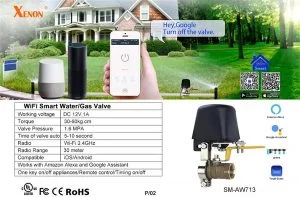 Xenon Smart WiFi control Water Valve Compatible with Alexa and Google Assistant Application program iOS Android
