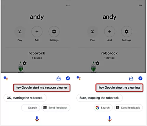 control roborock with google home