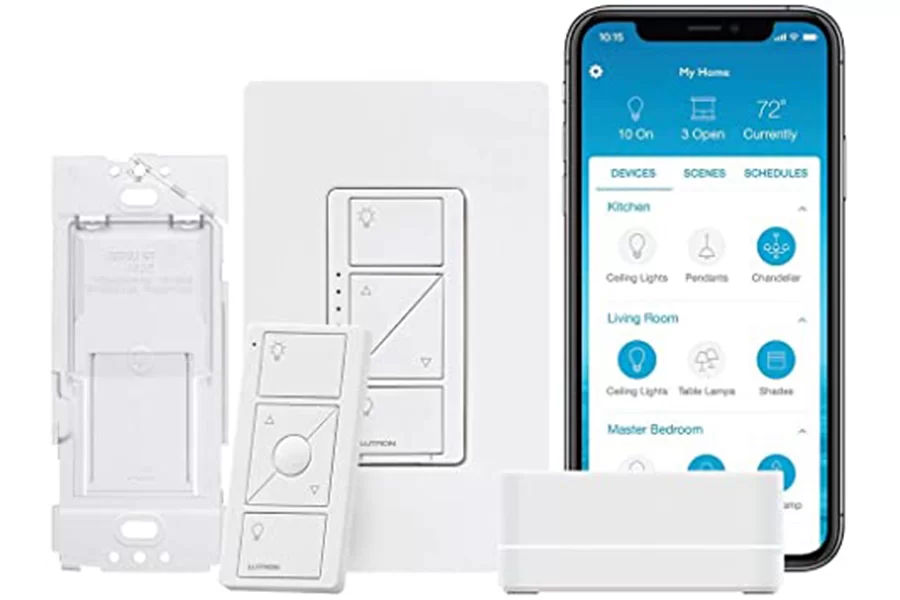Lutron Caseta Smart Start Kit for Dimmer Switch with Smart Bridge and Wall Mount