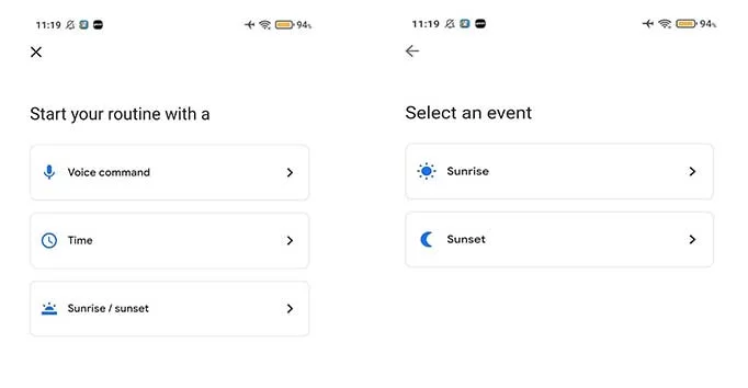 Google testing Assistant Routines that can be activated by sunrise sunset 1