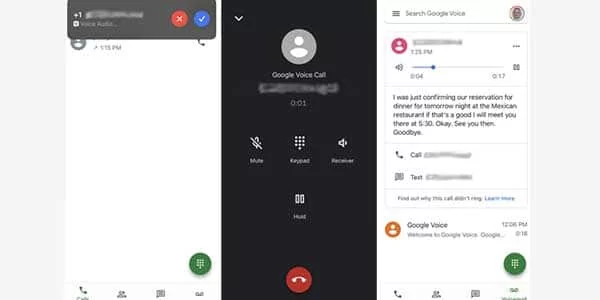 An incoming call to your Google Voice number will