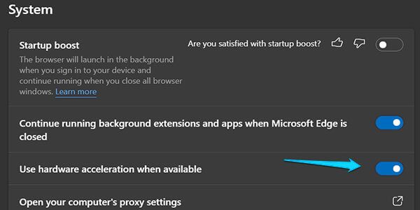 Disable hardware Acceleration in Edge 4