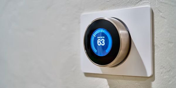 Smart thermostat on the wall