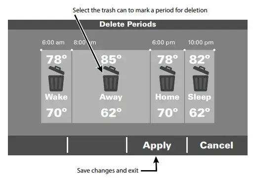 Deleting Periods Trane Smart Thermostat