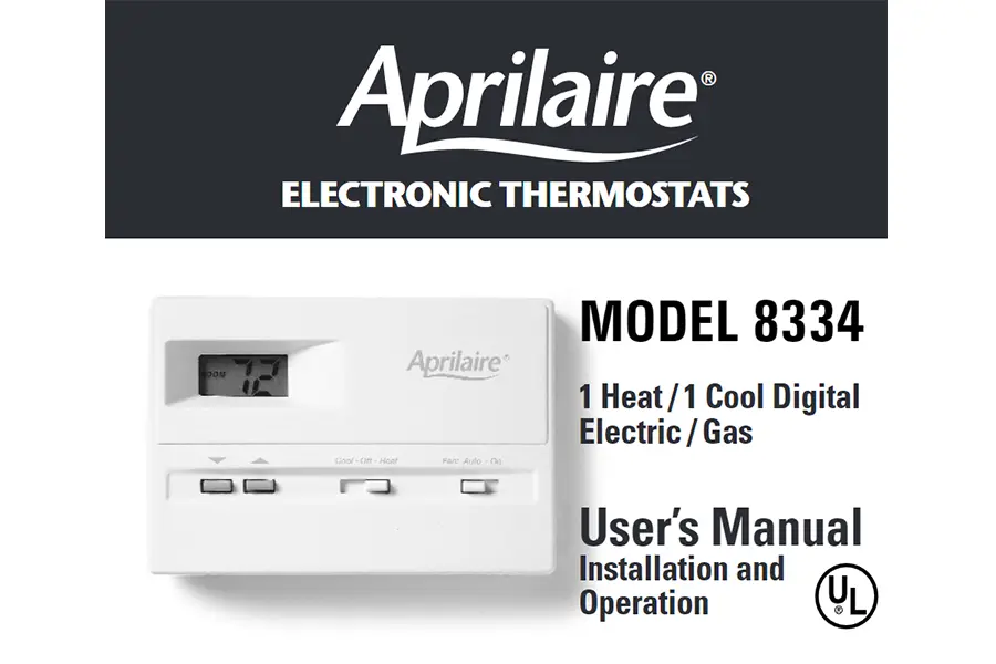 AprilAire Thermostat Model 8334 Owners Manual Obs