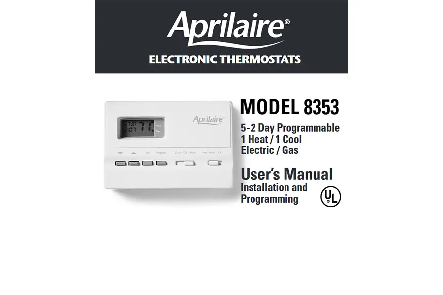 AprilAire Thermostat Model 8353 Owners Manual Obs