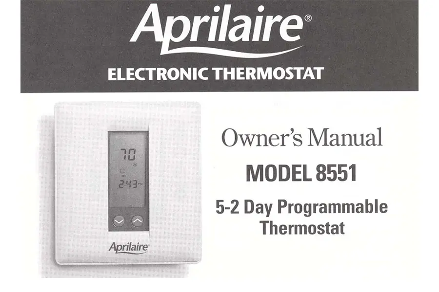 AprilAire Thermostat Model 8551 Owners Manual Obs