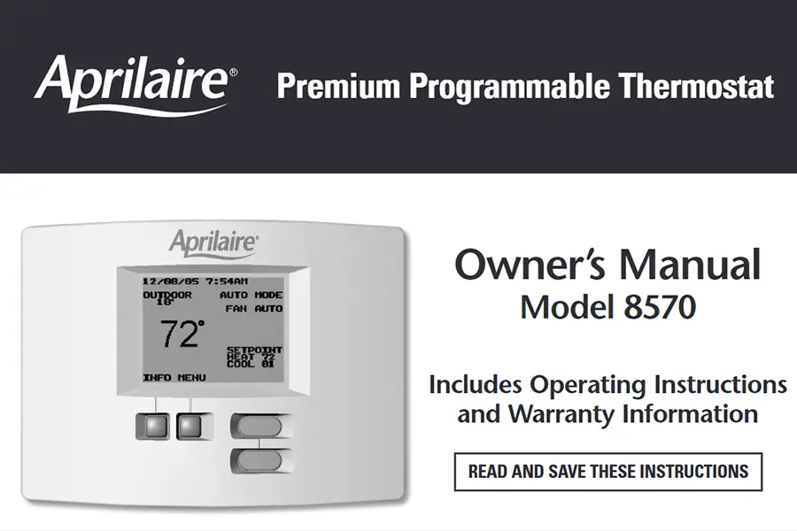 AprilAire Thermostat Model 8570 Owners Manual Obs