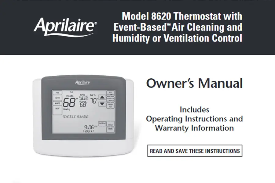 AprilAire Thermostat Model 8620 Owners Manual