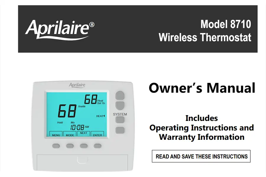 AprilAire Thermostat Model 8710 Owners Manual