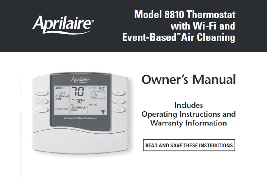 AprilAire Thermostat Model 8810 Owners Manual