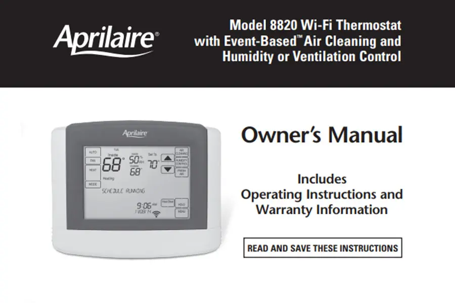 AprilAire Thermostat Model 8820 Owners Manual