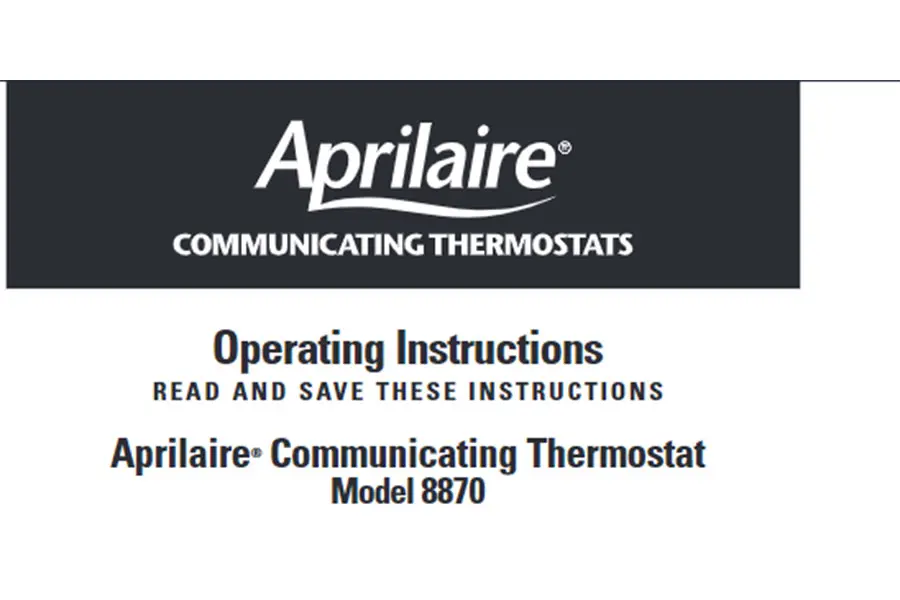 AprilAire Thermostat Model 8870 Owners Manual Obs